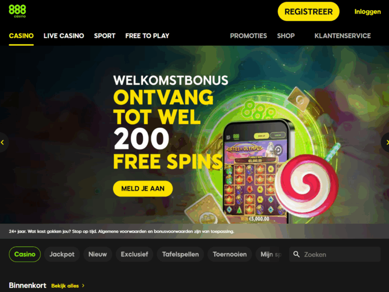 888 Casino terug in Nederland onder de licentie van ComeOn