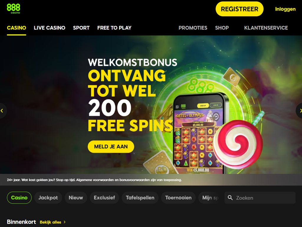 888 Casino terug in Nederland onder de licentie van ComeOn