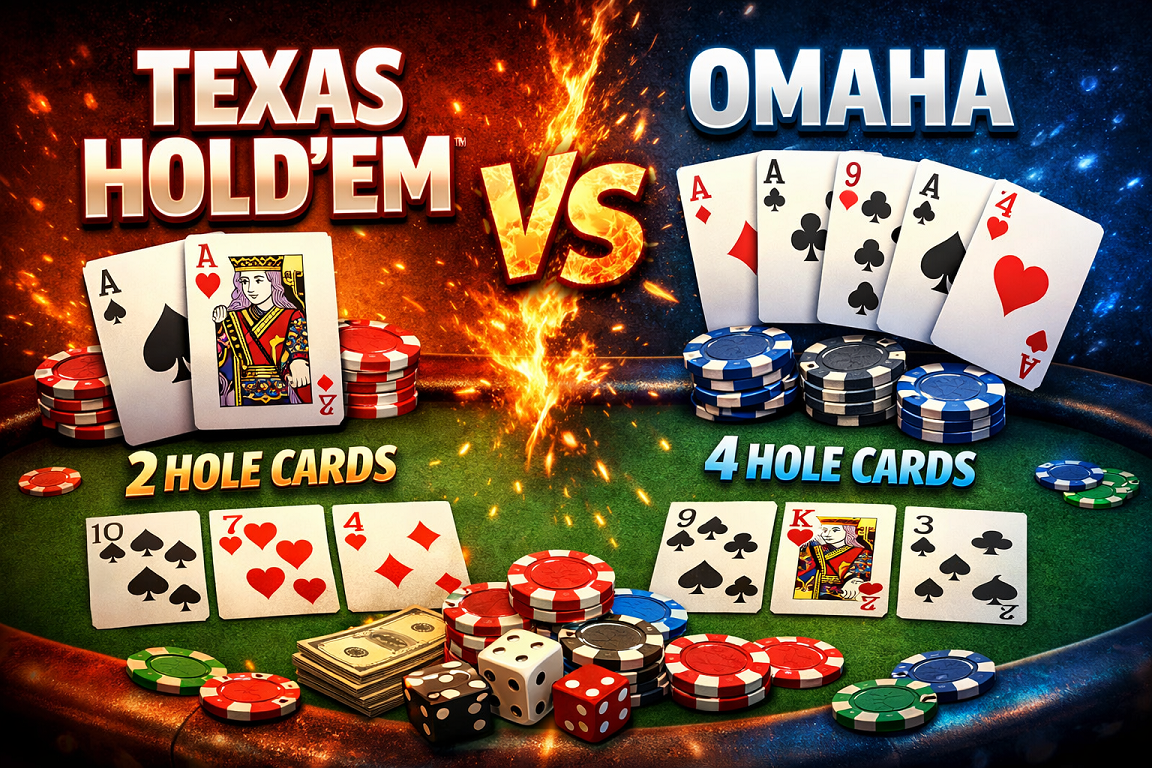 Verschillen tussen Texas Hold'em en Omaha