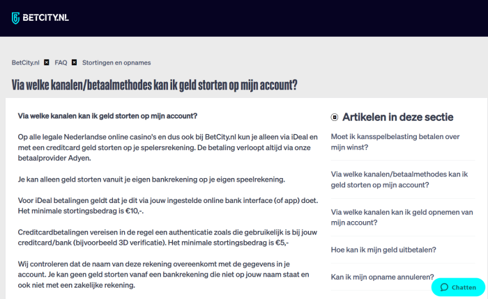Betcity betaalmethoden