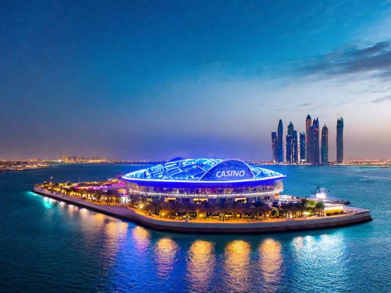 Eiland met groot casino bij Dubai