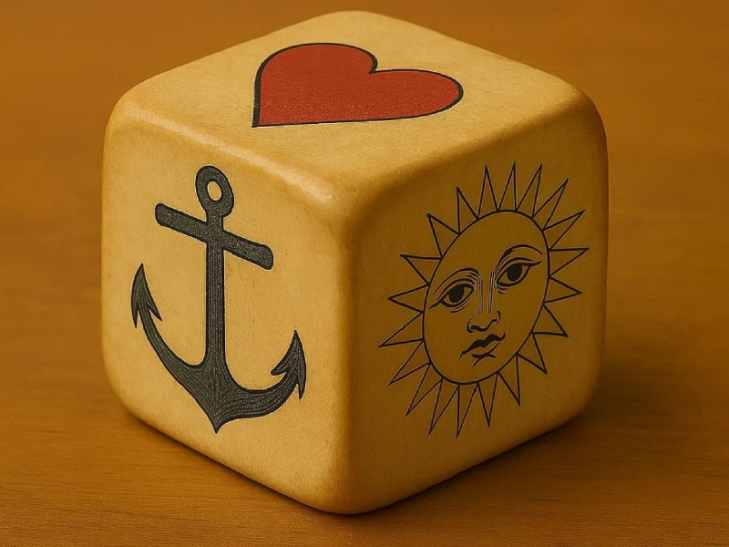 dobbelsteen anker en zon