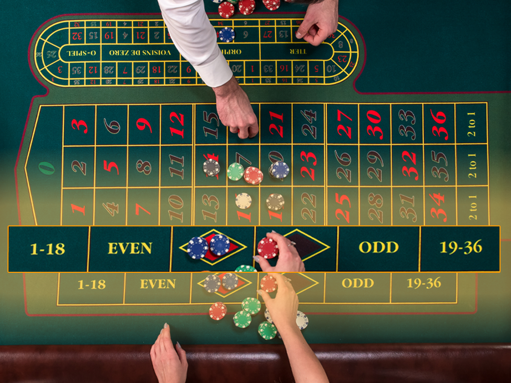 Dit zijn "Even Money Bets" bij een online roulette spel