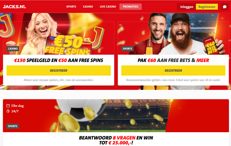 Profiteer van de welkomstbonus bij Jacks.nl