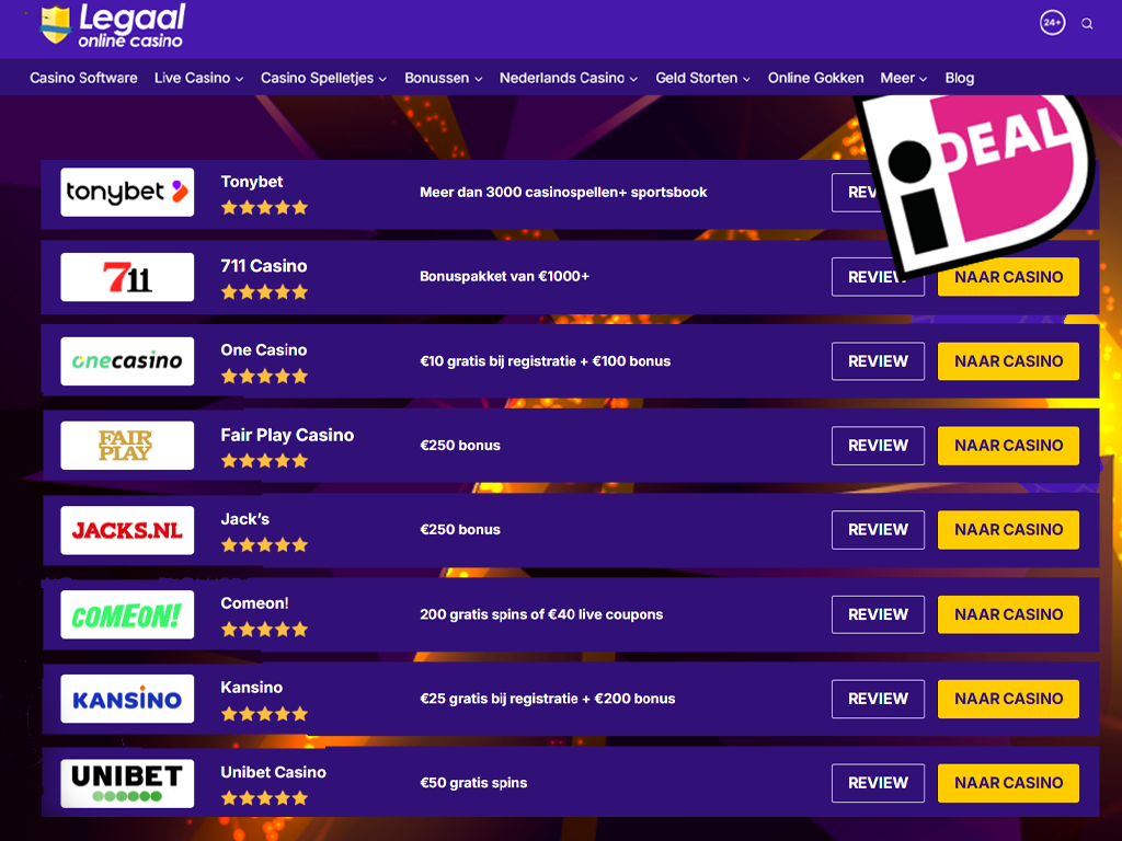 Bij welke legale casino's kan je zonder iDEAL opwaarderen?