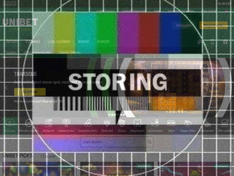 Storing Unibet bij spelen gokkast